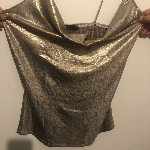Fashion to Figure gold cowl neck tank sz 0X - Picture 3 of 5